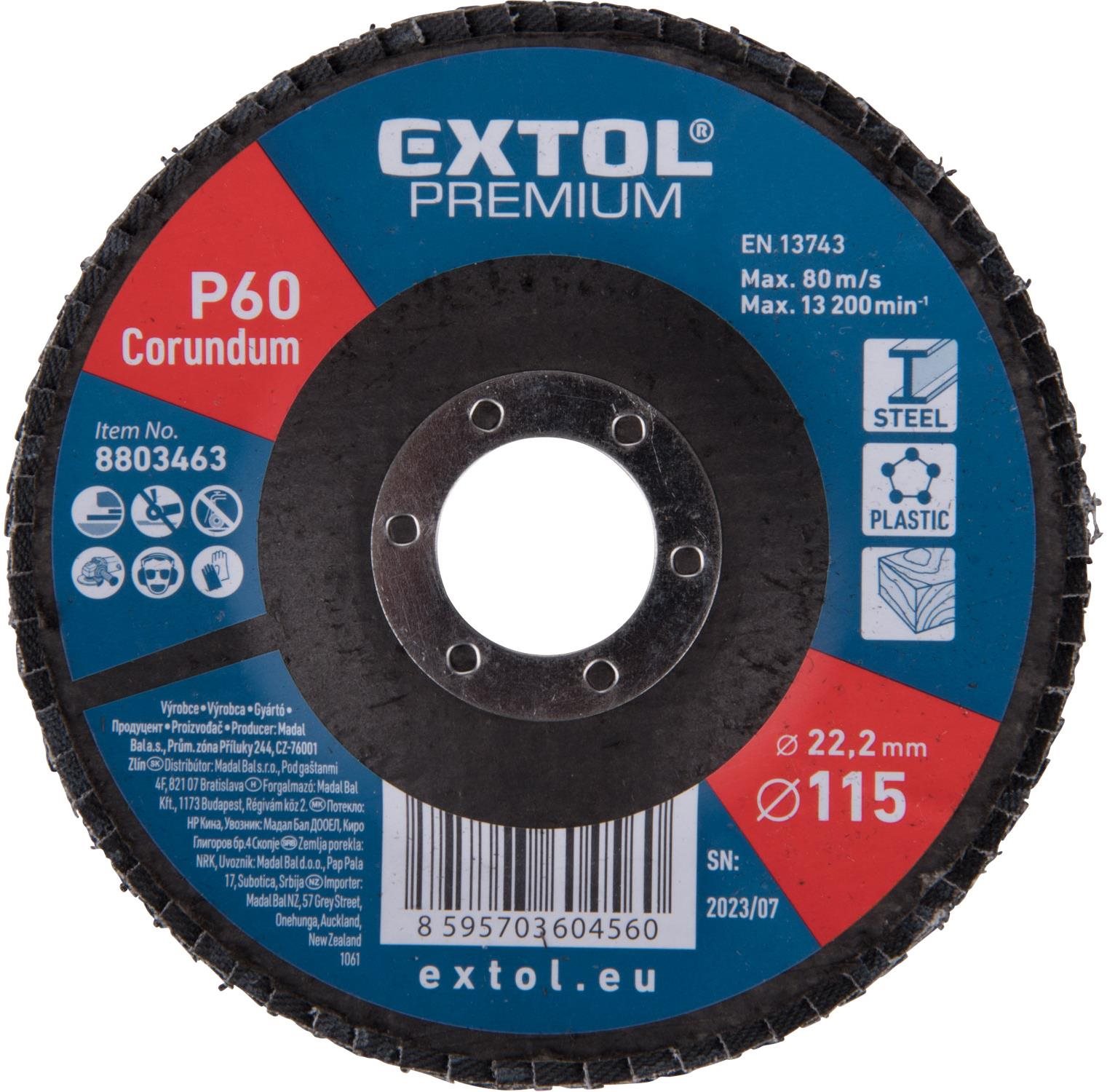 EXTOL PREMIUM Kotúč lamelový šikmý korundový 115 mm, P60, 8803463...