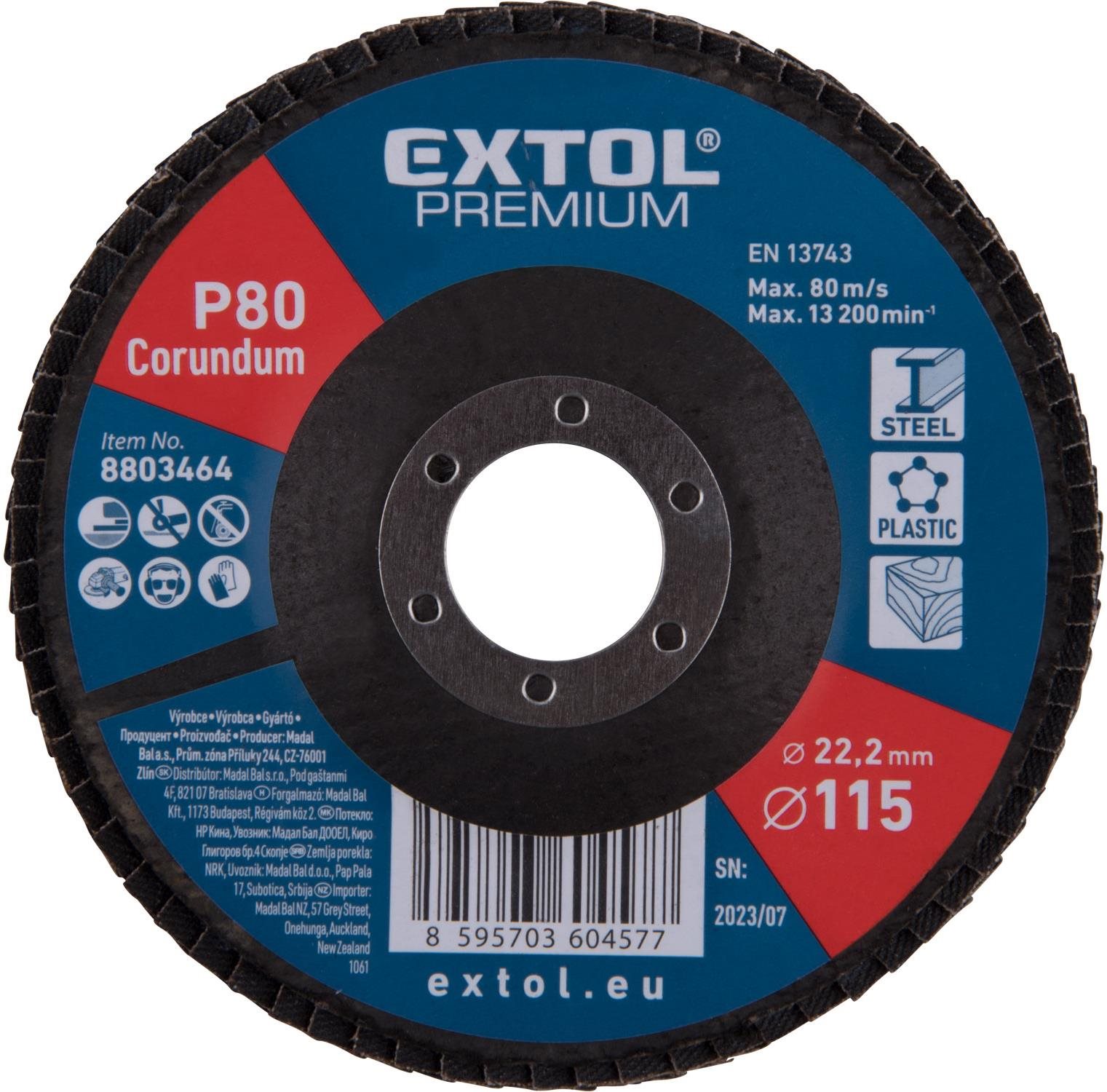 EXTOL PREMIUM Kotúč lamelový šikmý korundový 115 mm, P80, 8803464...