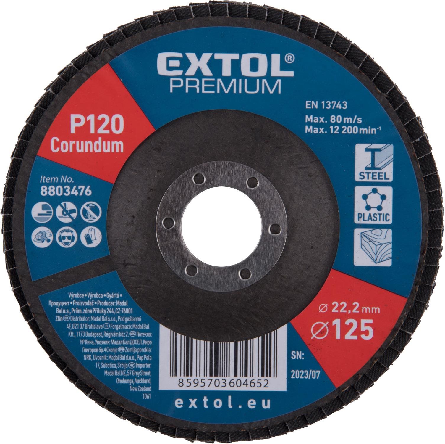 EXTOL PREMIUM Kotúč lamelový šikmý korundový 125 mm, P120, 8803476...