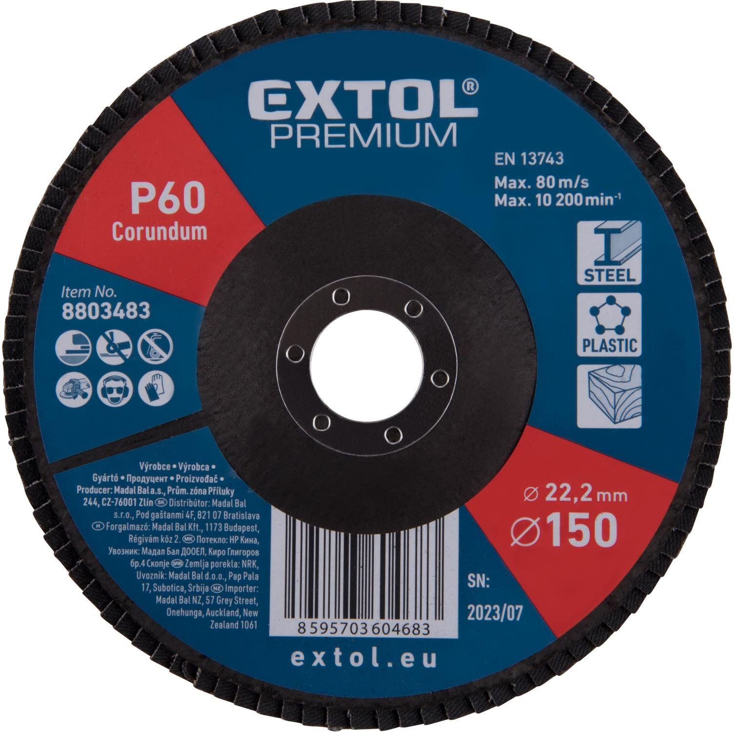 EXTOL PREMIUM Kotúč lamelový šikmý korundový 150 mm, P60, 8803483...