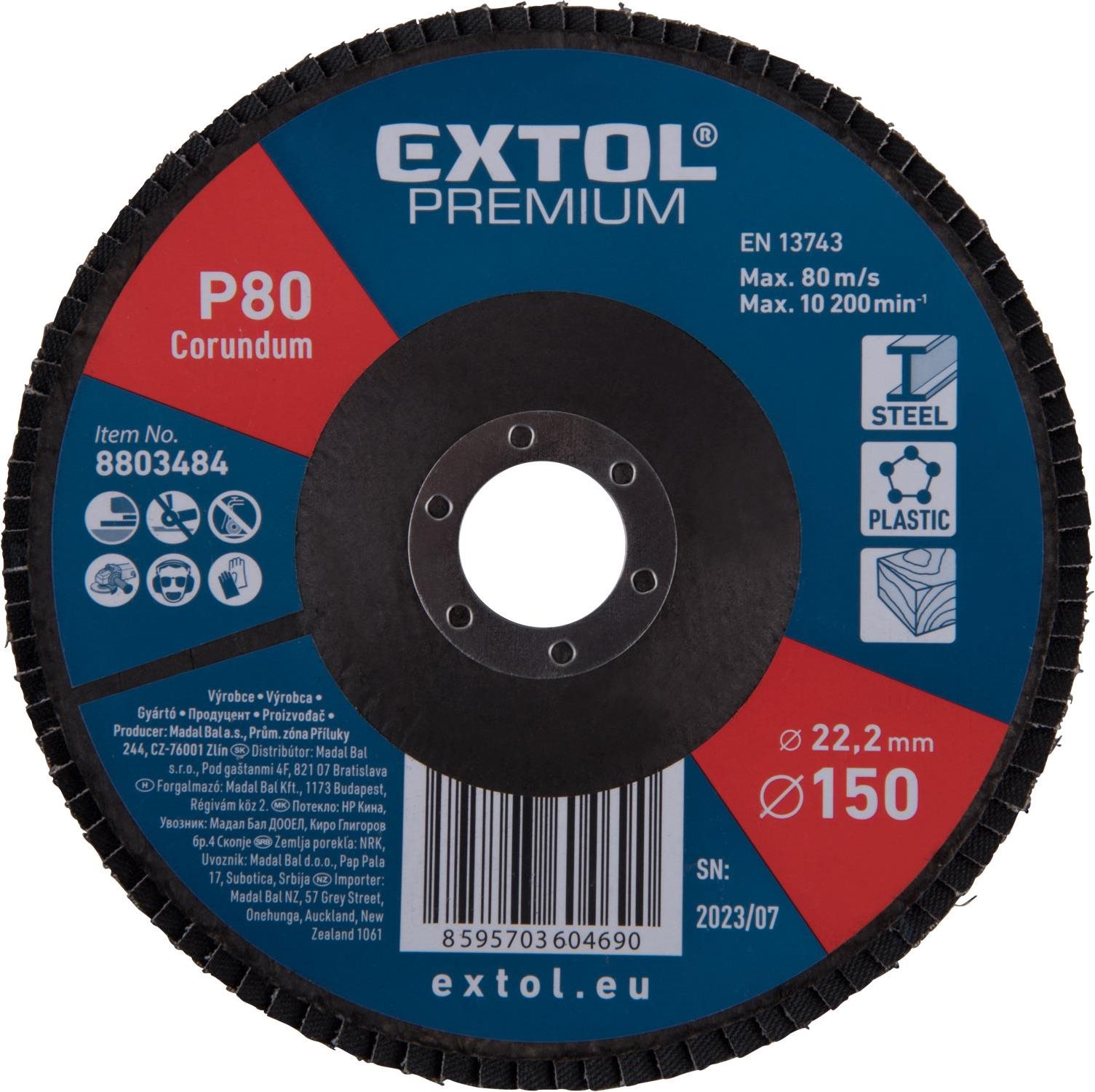 EXTOL PREMIUM Kotúč lamelový šikmý korundový 150 mm, P80, 8803484...