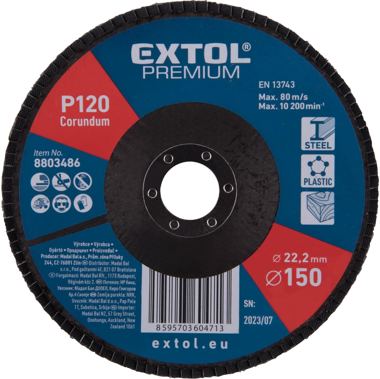 EXTOL PREMIUM Kotúč lamelový šikmý korundový 150 mm, P120, 8803486...