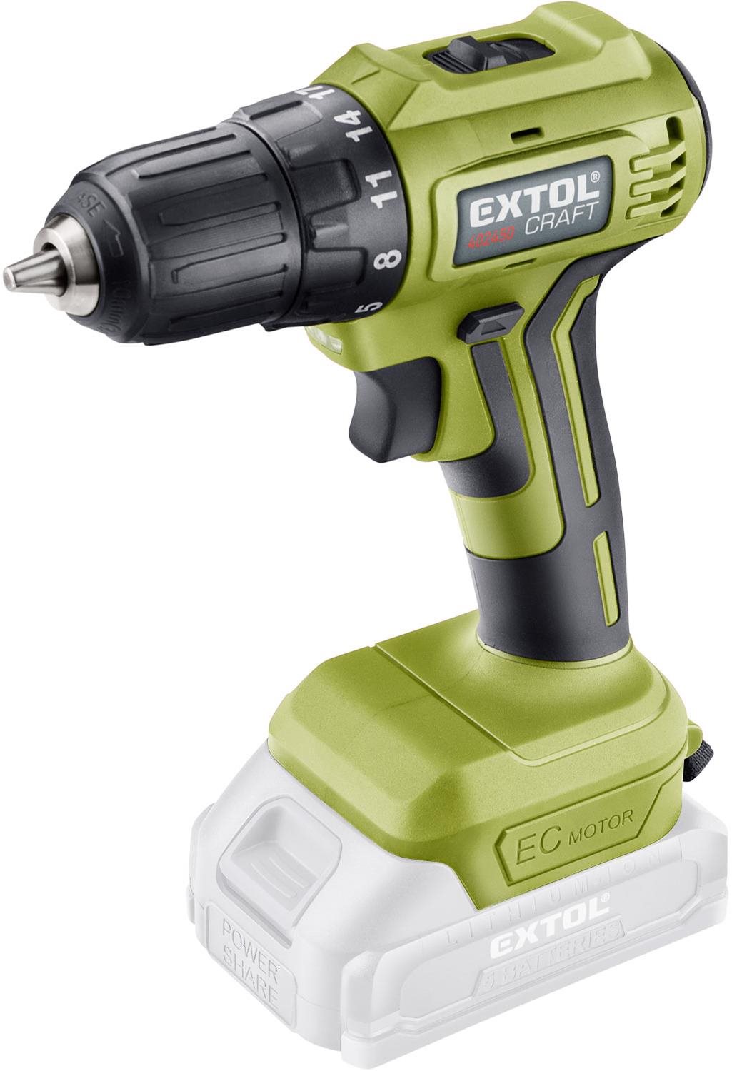 EXTOL CRAFT vŕtací skrutkovač, Brushless, 20 V Li-Ion, bez batérie...