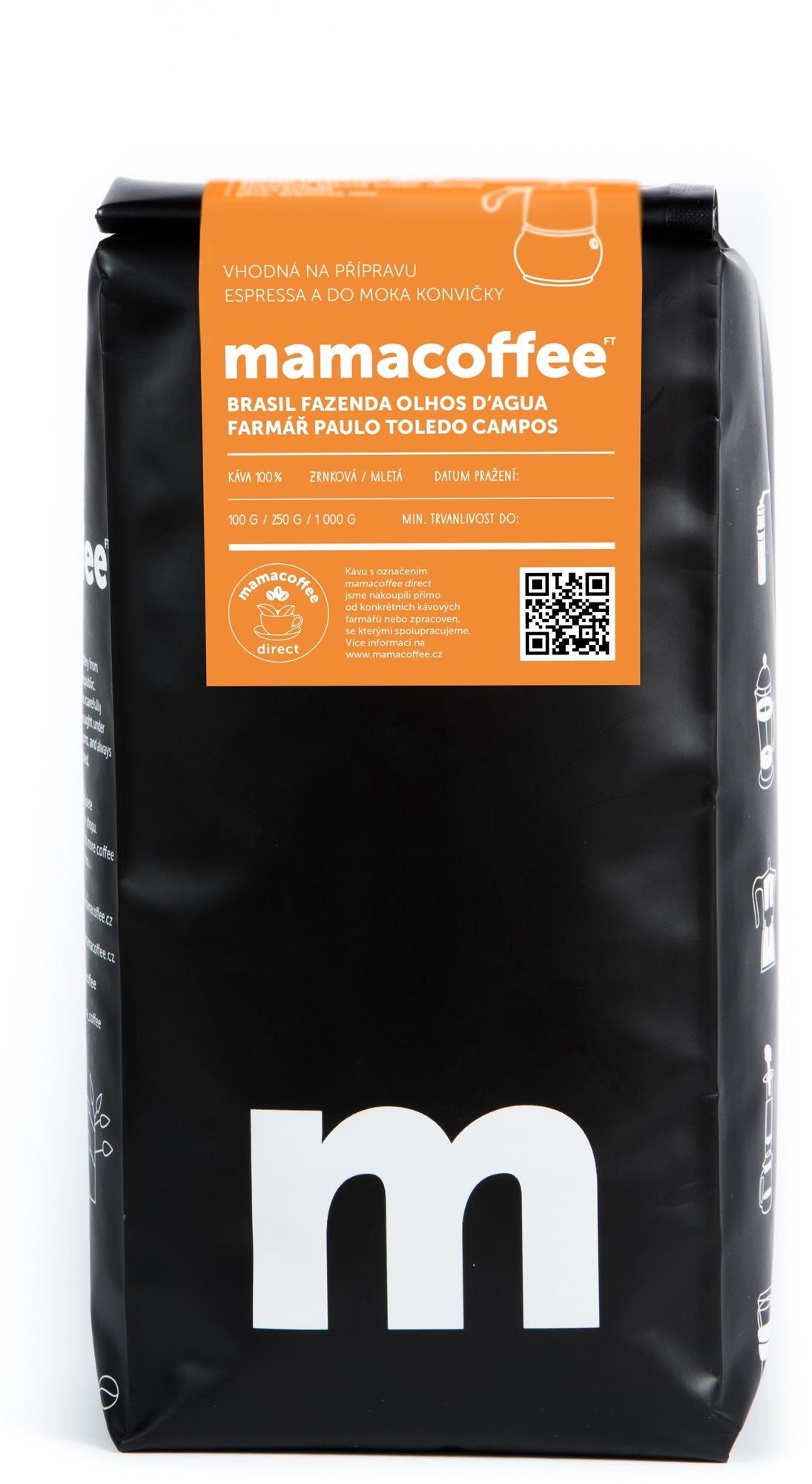 mamacoffee BRASIL fazenda Olhos D´Aqua, 1000 g Káva