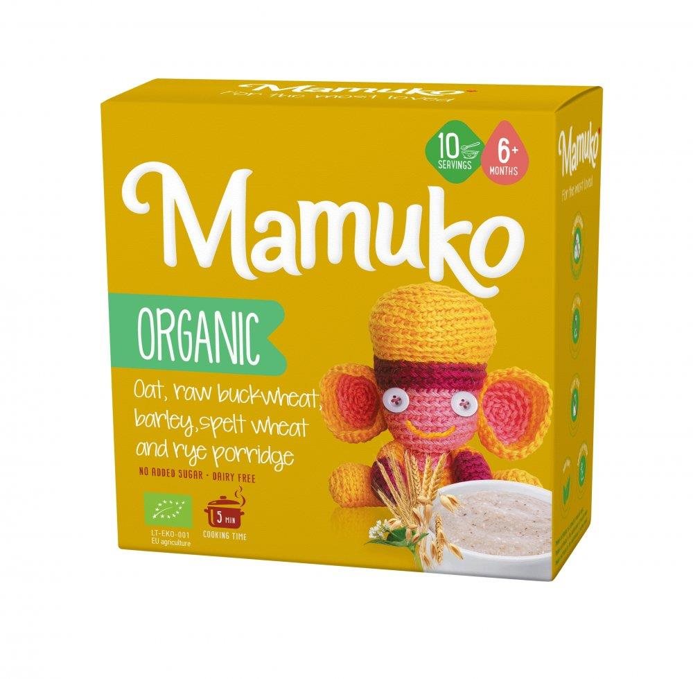 Mamuko Detská bio kaša zelená pohánka, jačmeň, špalda, pšenica,...