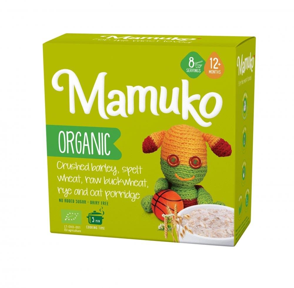 Mamuko Detská bio kaša drvená pohánka, jačmeň, špalda, pšenica,...