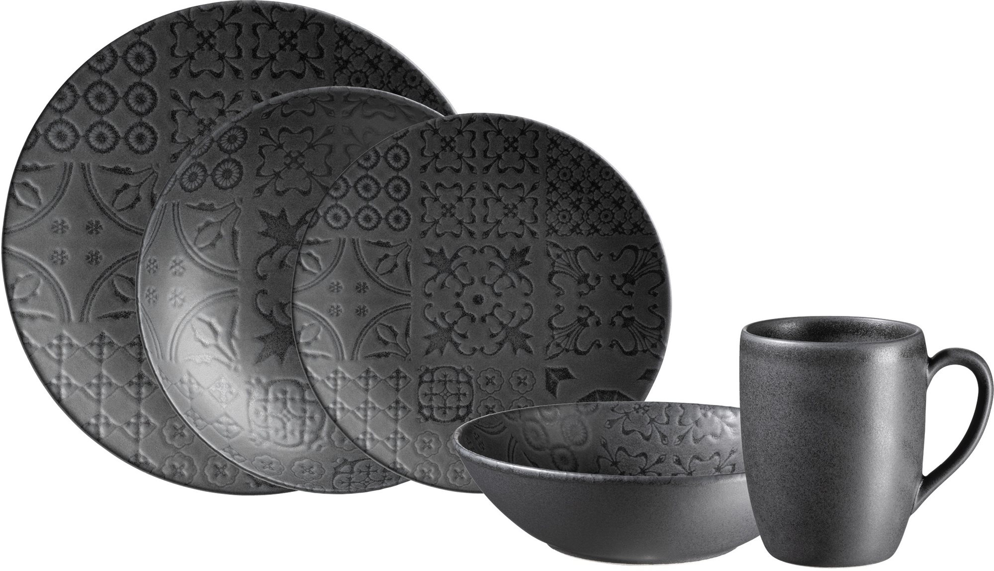 Mäser TRAD. TILES SCHWARZ Étkészlet 10 db Étkészlet