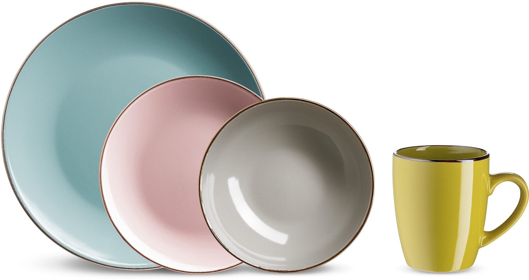 Mäser METALLIC RIM II ASSORT Étkészlet 16 db 674010 Étkészlet