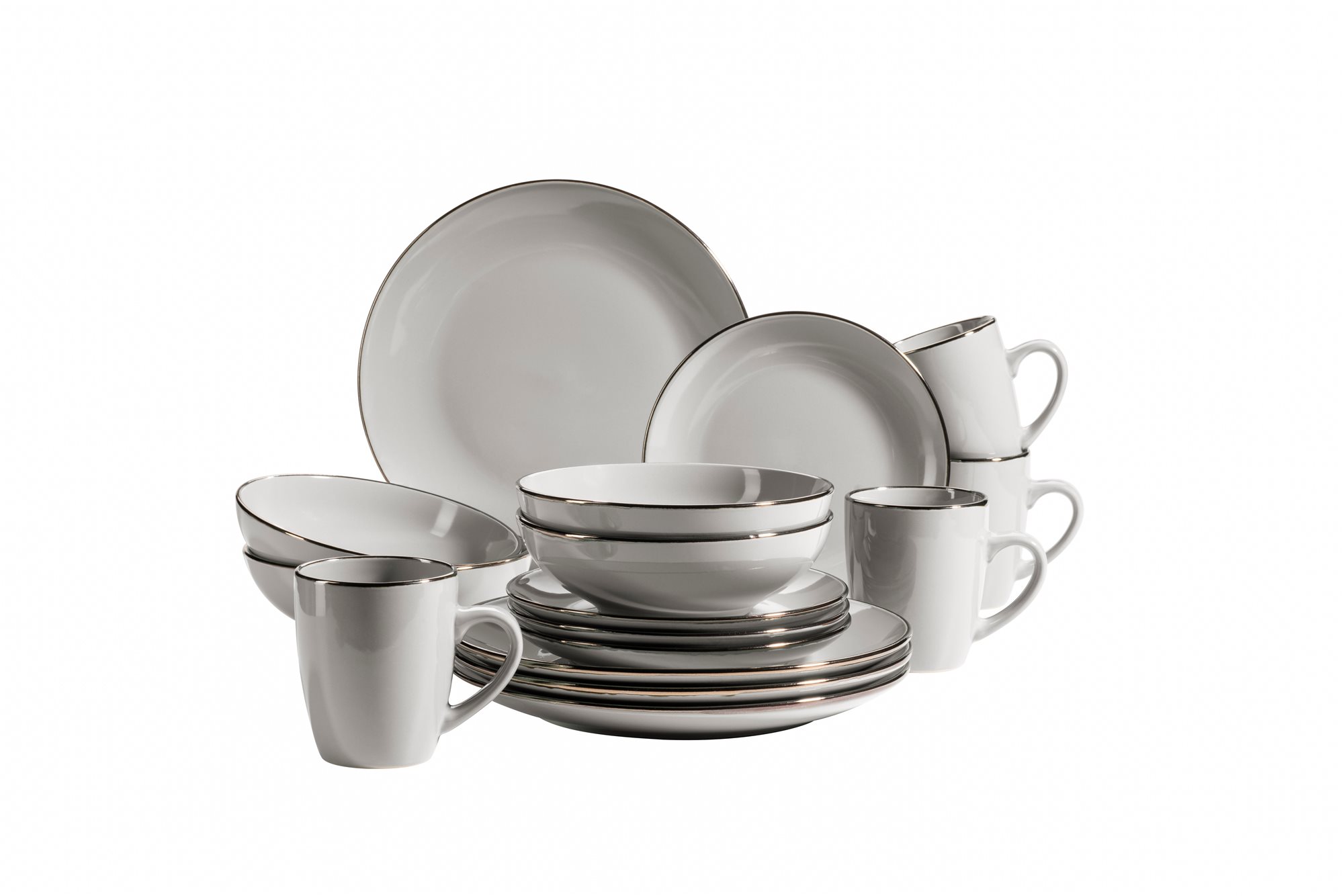 Mäser GREY METALLIC RIM Tafelservice 16-tlg Tafelservice