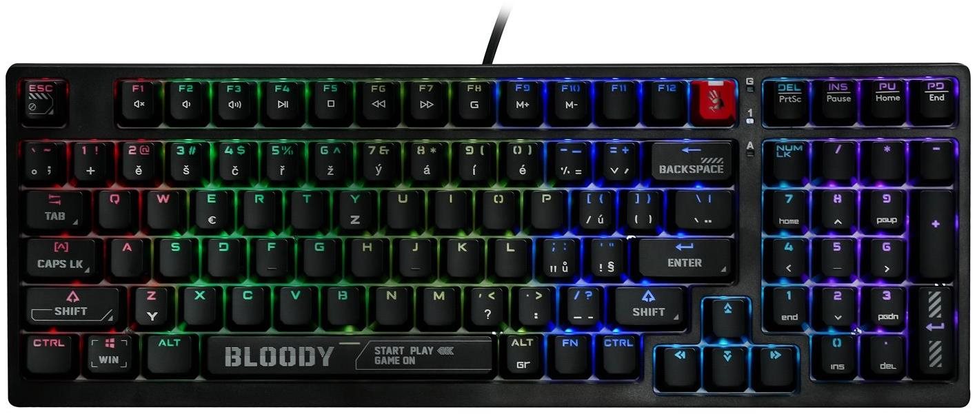 A4tech Bloody S98 Black RGB, USB, CZ Gamer billentyűzet