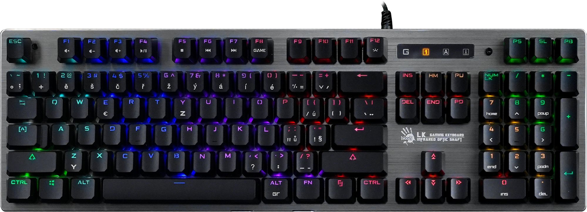 A4tech Bloody B760 Green Switch, USB, CZ, fekete Gamer billentyűzet