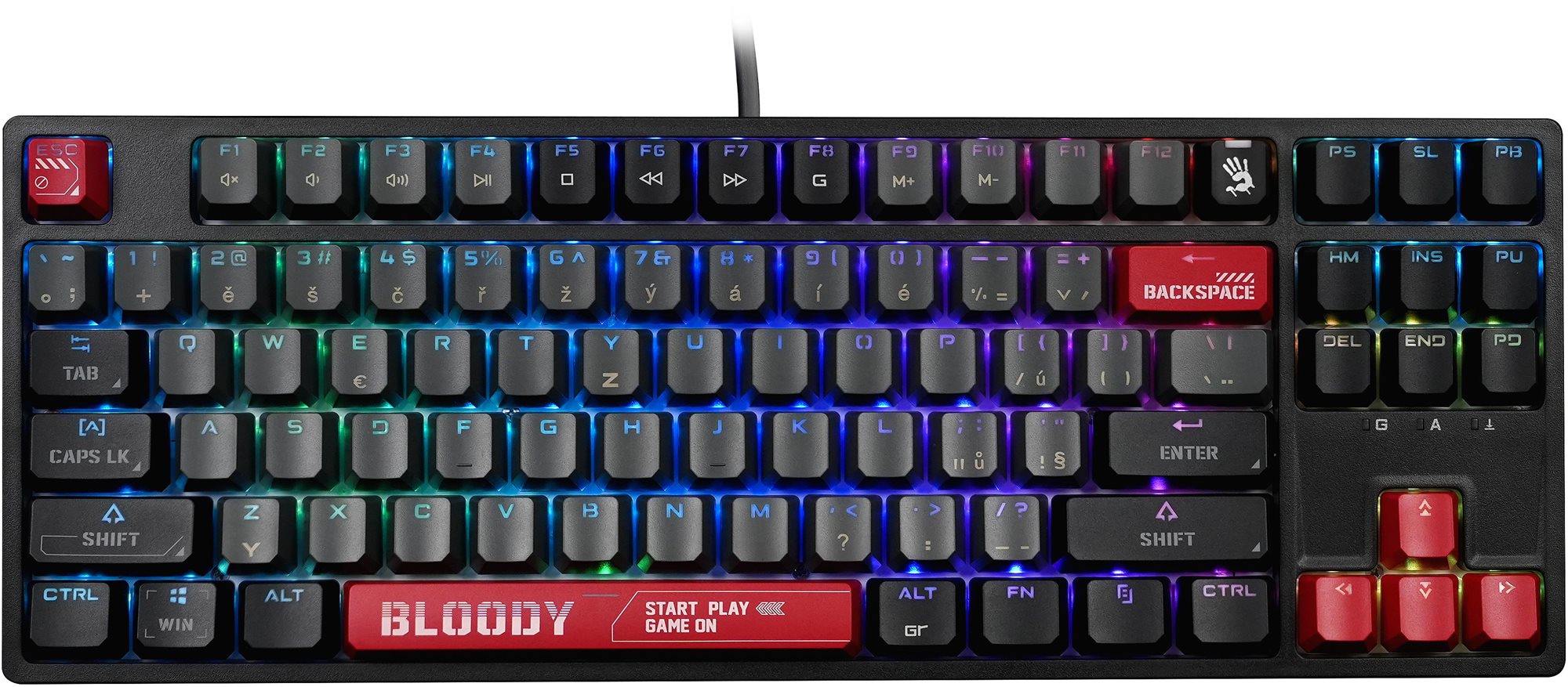 A4tech Bloody S87 Red Switch, USB, CZ, čierna/červená Herná...