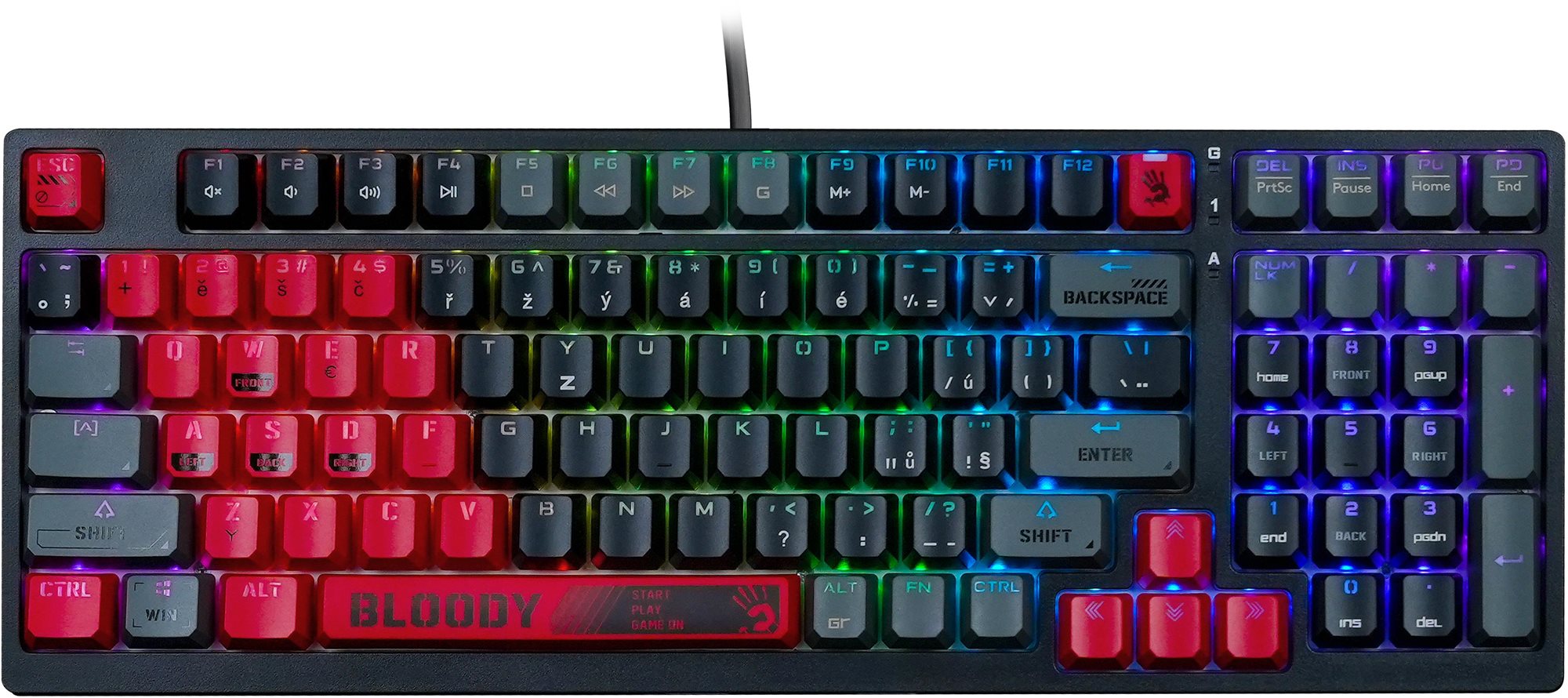 A4tech Bloody S98 Sports 80 %, Red Switch, USB, CZ, čierna/červená...