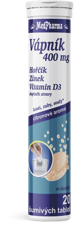 MedPharma Vápník 400 mg + Mg + Zn + Vit. D - 20 tbl. effer. Minerály