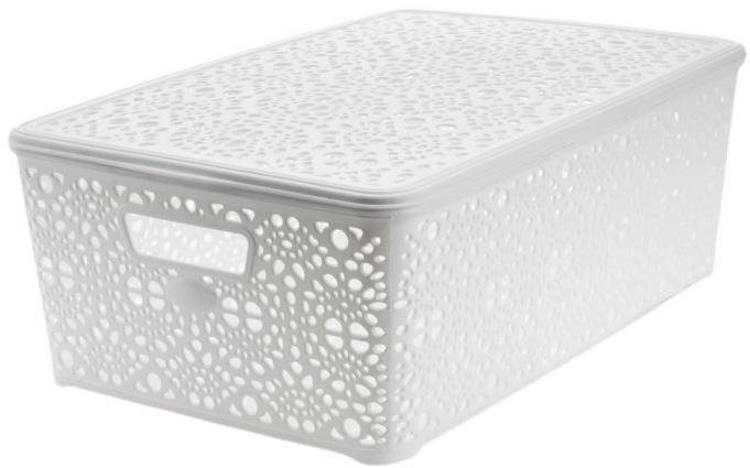 Mega Plast MONAKO XL + fedő, 14,5 × 40,3 × 27cm, fehér Kosár