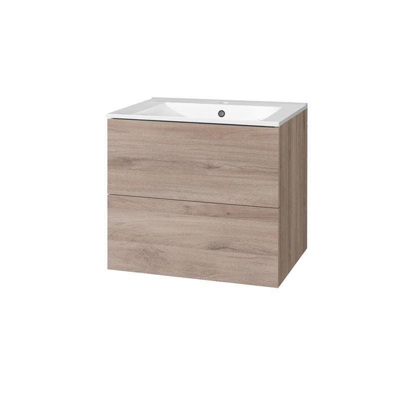 Aira, kúpeľňová skrinka s keramickým umývadlom 60 cm, dub Kúpeľňová...