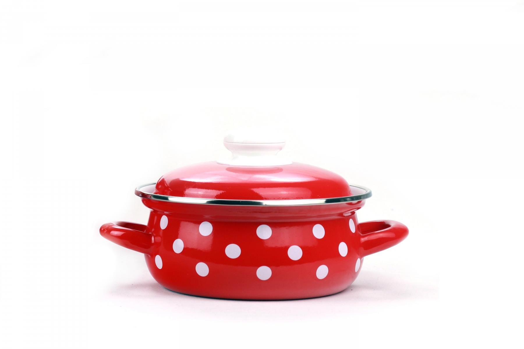 Belis Smaltovaná rajnica červená, biele bodky 24 cm, 4,5 l Rajnica