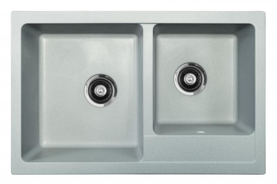 Metalac Granit X Quadro Plus 2D dvoj s vaničkou, sivý Granitový drez
