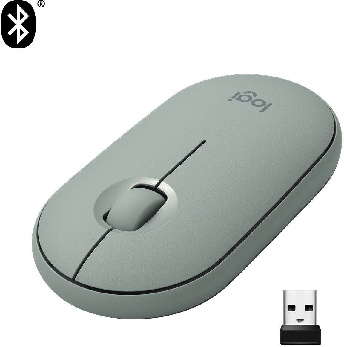 Logitech Pebble M350 Wireless Mouse, eucalyptus Souris