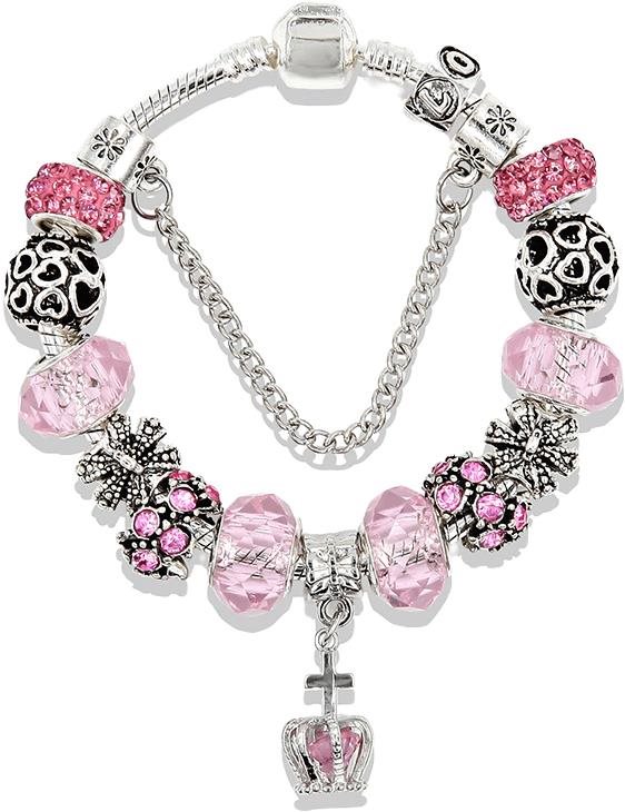 Silver Star Náramok – ružový, korunka-1 – 20 cm Náramok