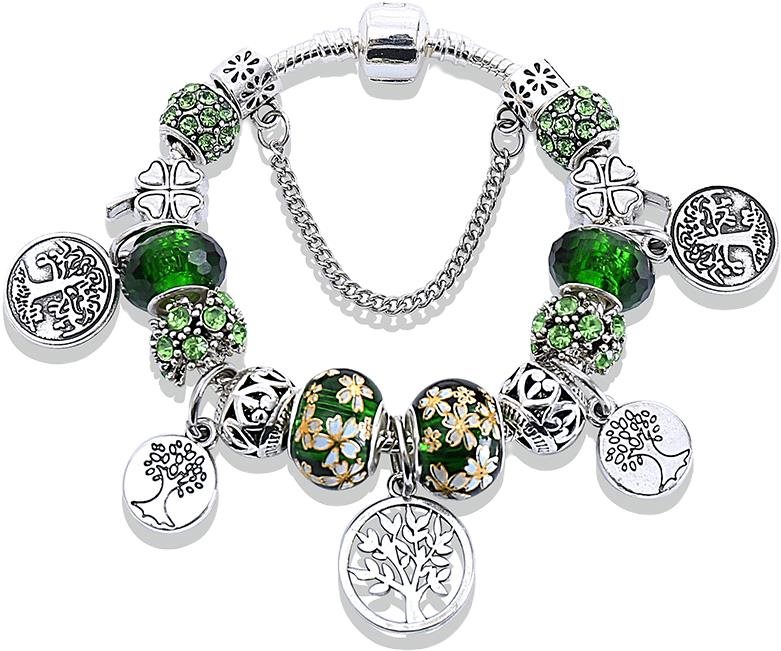 Silver Star Náramek – strom života 829 green-1 - 21cm Náramek