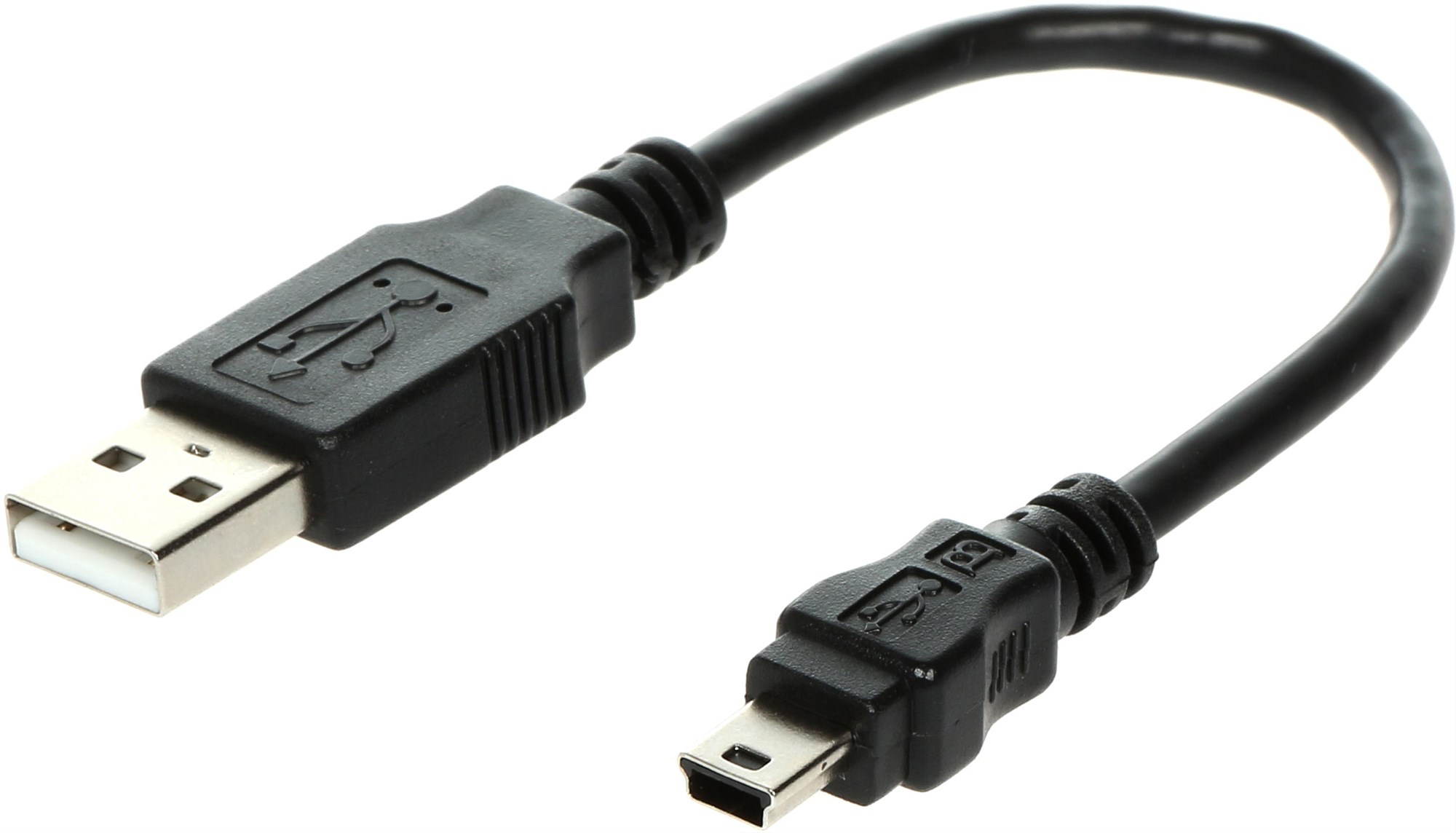 OEM USB A-MINI 5-pin black, 0.15m Data Cable