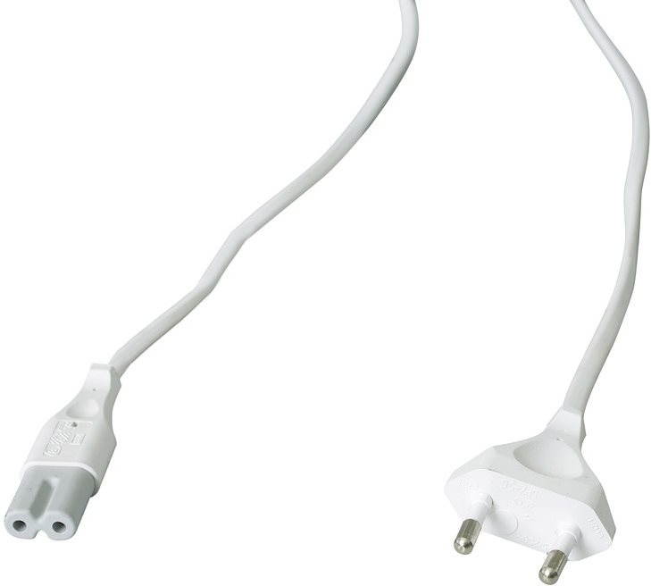 OEM 2-pólusú 230V tápkábel, 1.8m, fehér Tápkábel