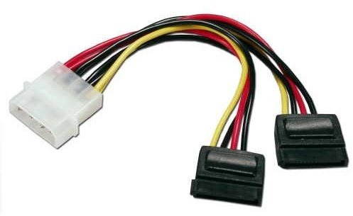 ROLINE Internal Y-Power Cable, 4-Pin HDD to 2x SATA, 0.12m Data Cable