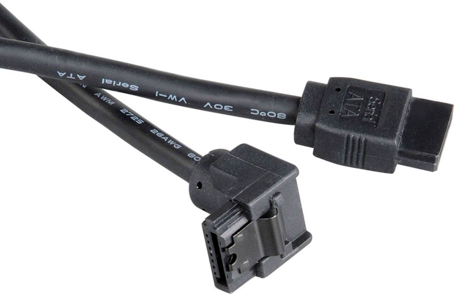 AKASA SATA 50cm Right-Angle Black Data Cable