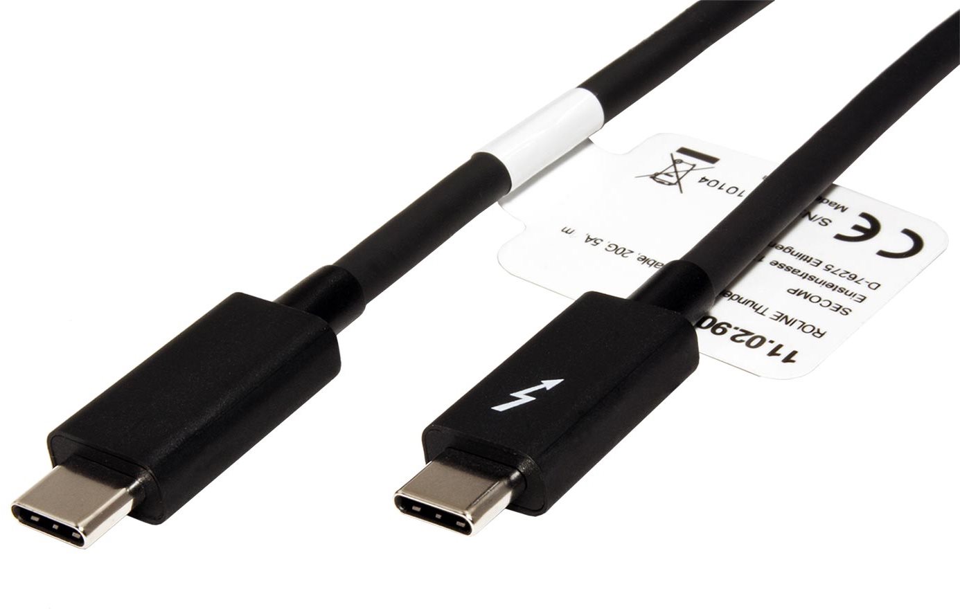 Roline Thunderbolt 3 Cable, 20Gb/sec, PD 20V/5A, Black, 2m Data Cable
