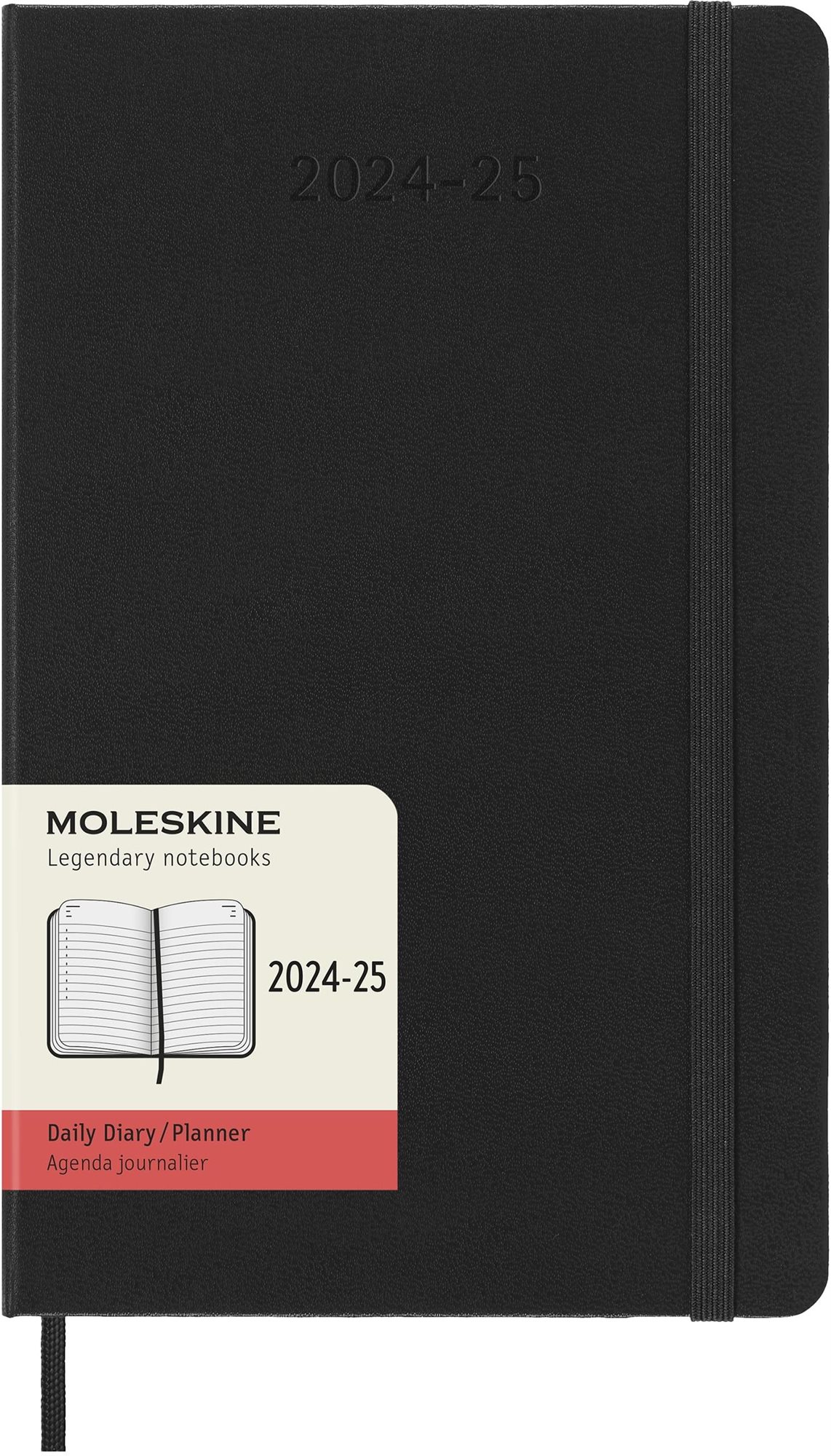 MOLESKINE 2024-2025 L, keményfedeles, fekete Zsebnaptár