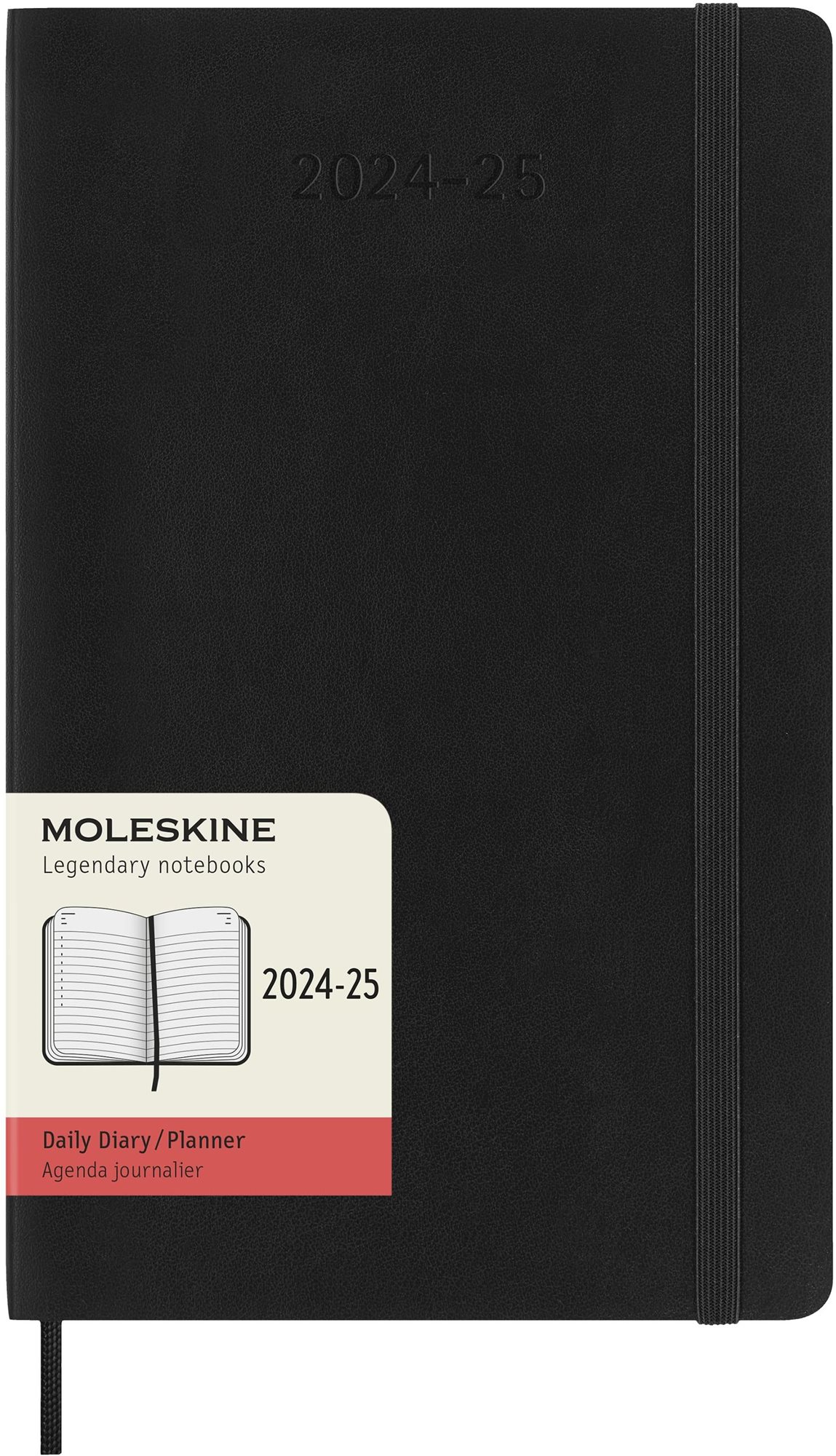 MOLESKINE 2024-2025 L, puhafedeles, fekete Zsebnaptár