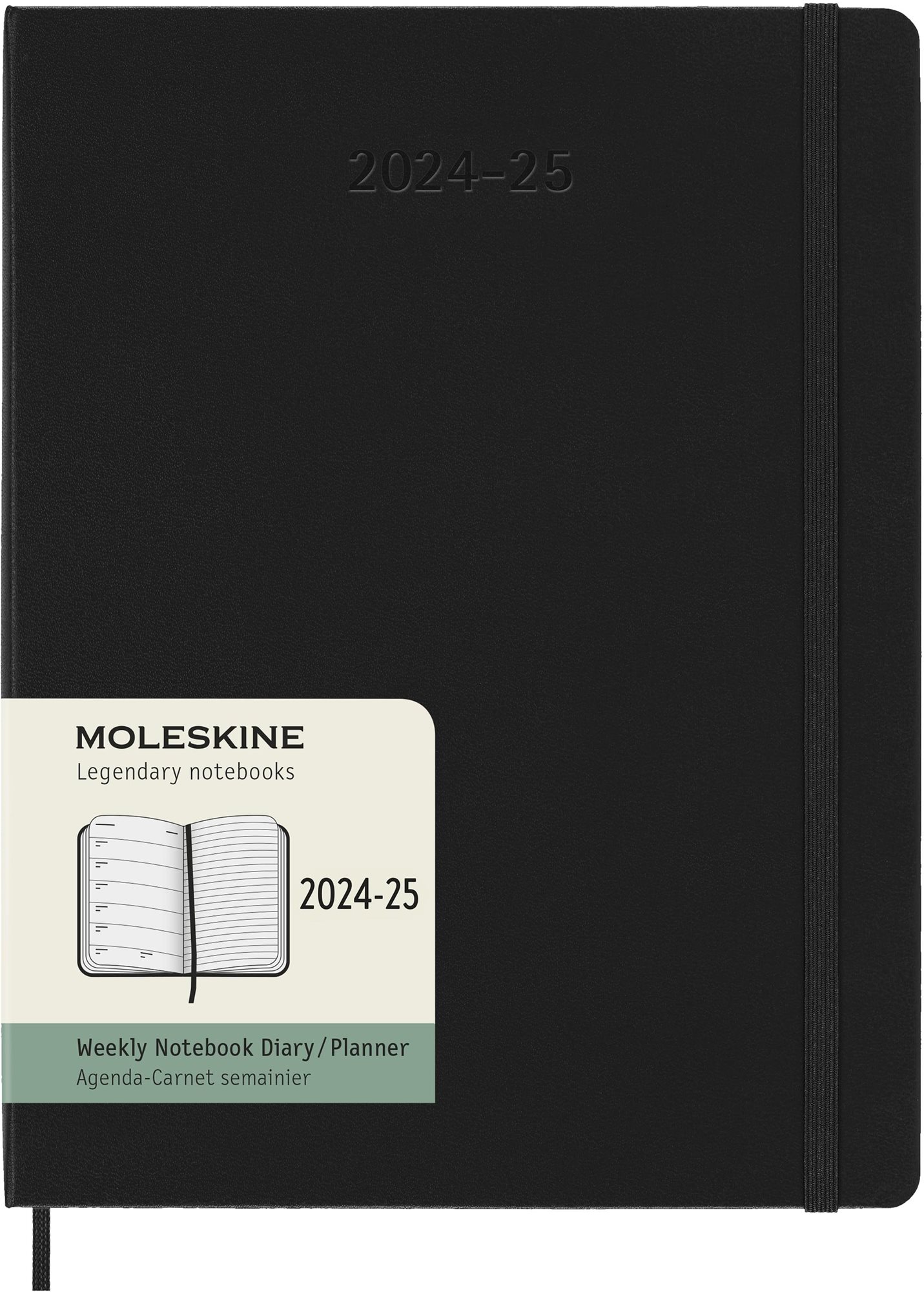 MOLESKINE 2024-2025 XL, kemény fedeles, fekete Határidőnapló