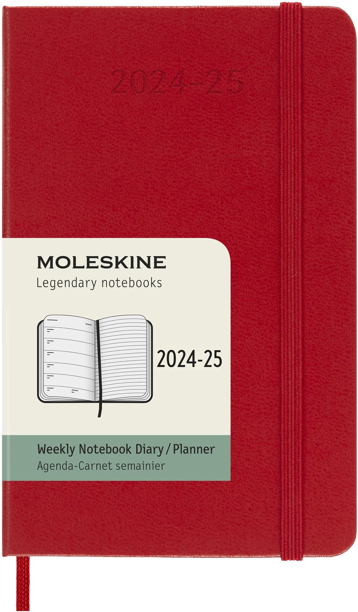 MOLESKINE 2024-2025 S, kemény fedeles, piros Határidőnapló