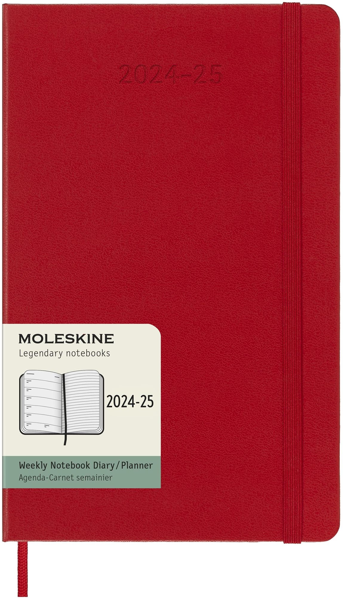 MOLESKINE 2024-2025 L, kemény fedeles, piros Határidőnapló