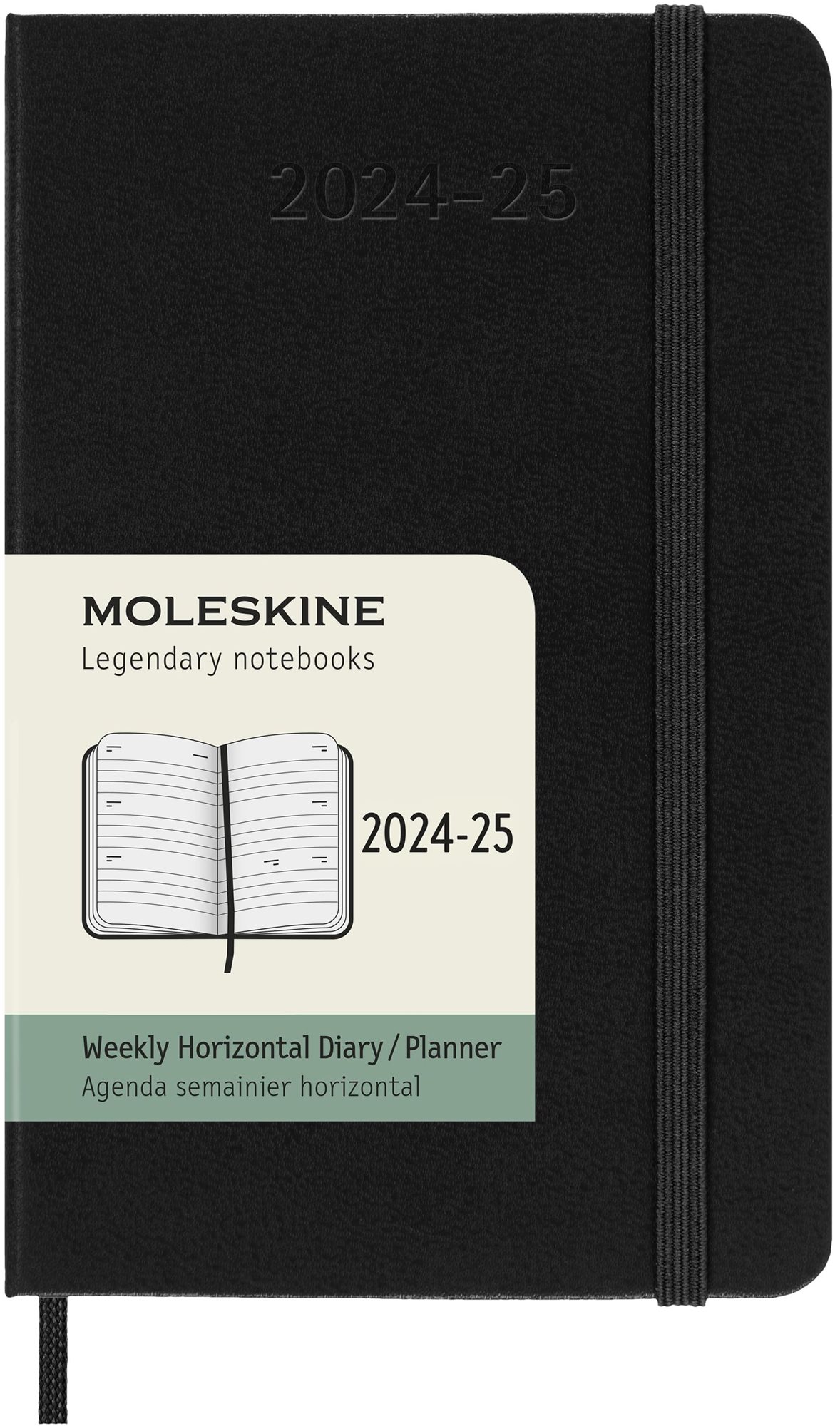 MOLESKINE 2024-2025 S vízszintes, kemény fedeles, fekete...