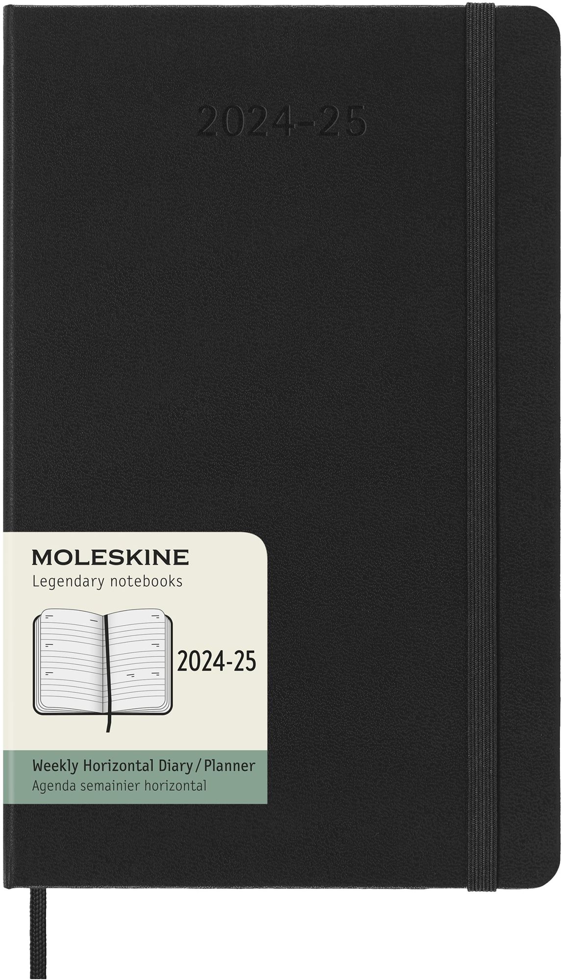MOLESKINE 2024-2025 L vízszintes, kemény fedeles, fekete...