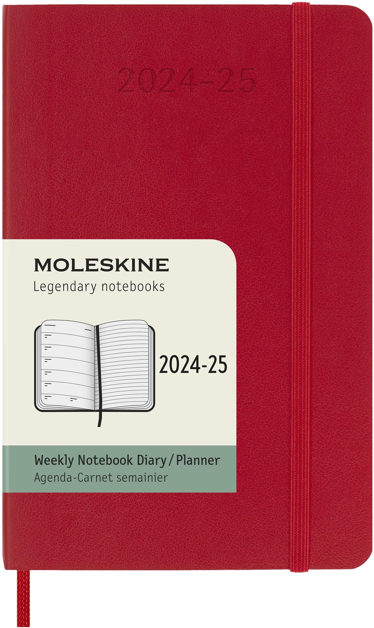 MOLESKINE 2024-2025 S, puha fedeles, piros Határidőnapló