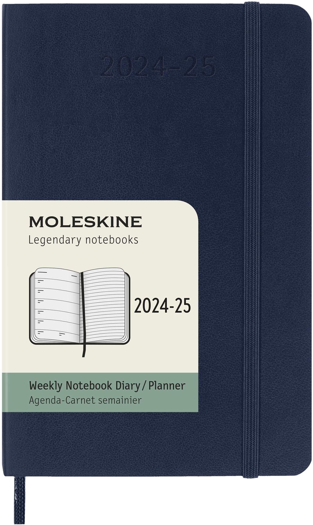 MOLESKINE 2024-2025 S, puha fedeles, kék Határidőnapló