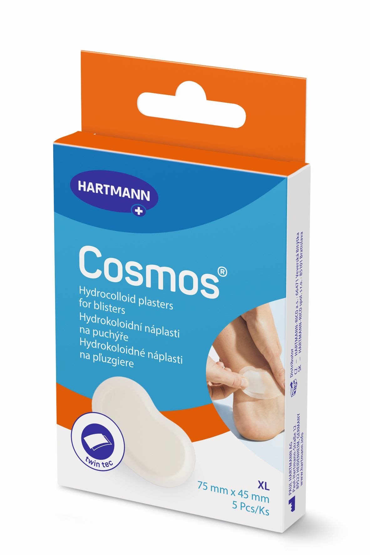 COSMOS gélová náplasť na pľuzgiere XL 7,5 × 4,5 cm 5 ks Náplasť