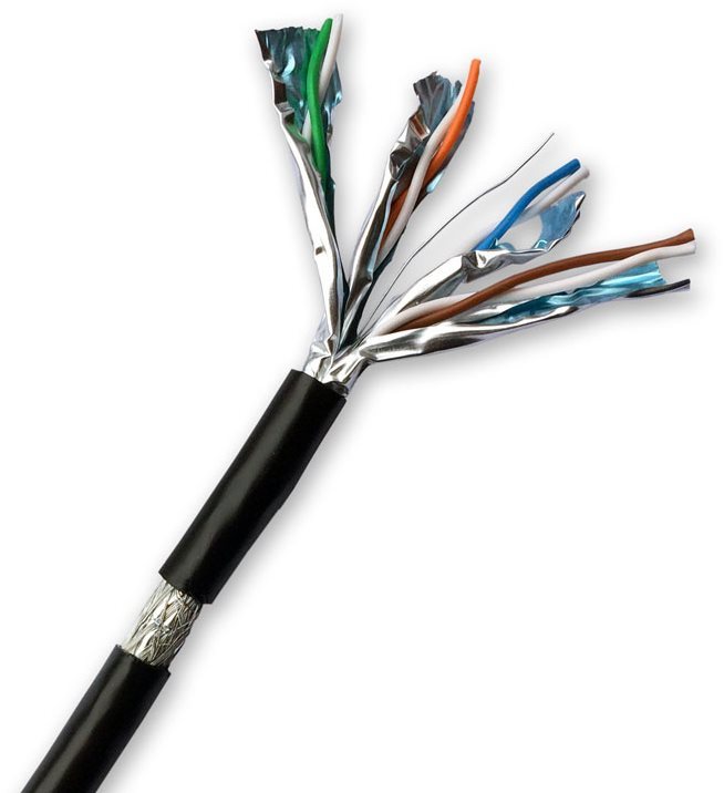 Datacom S/FTP Wire CAT7 PE, Fca 100m, Sheath Black Outdoor Ethernet...