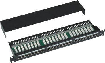 Datacom, 24x RJ45, priamy, CAT5E, STP, čierny, 1U Patch panel