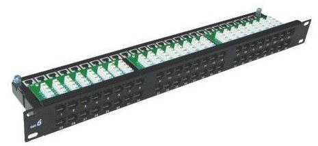 DATACOM Patch panel 19"-UTP 48 port CAT5E DUAL 1U BK (8 x 6 p)...