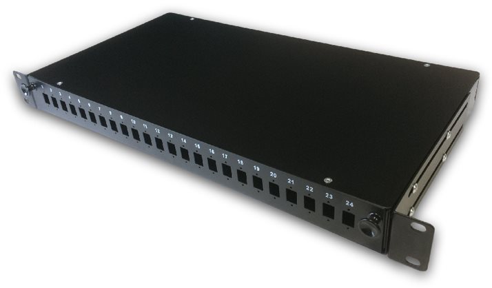 Datacom 19" behúzható optikai kád 1U 24 SC Simplex fekete + kazetta...