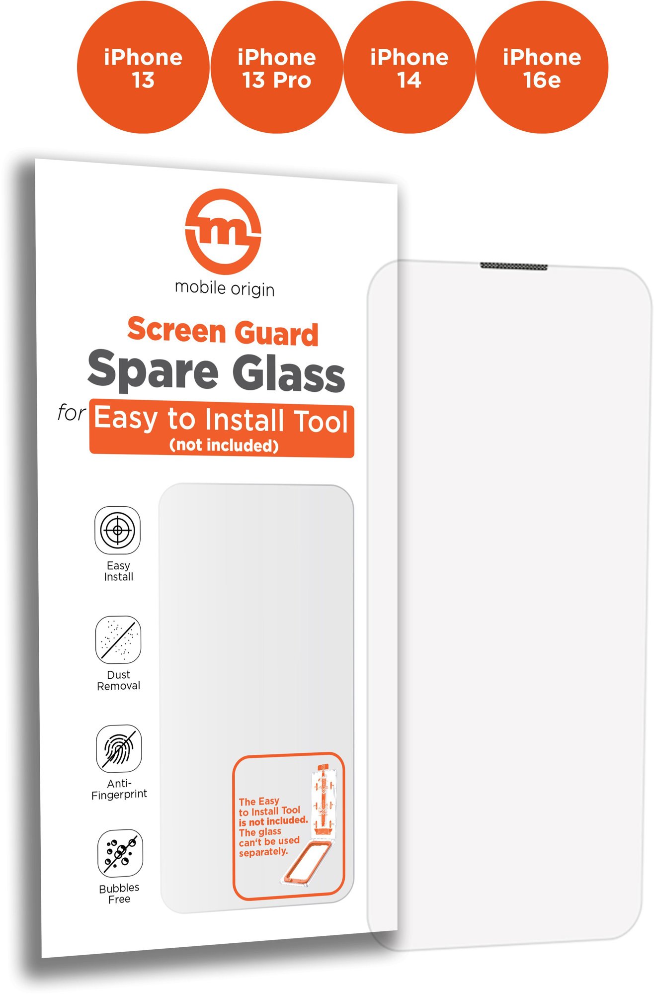 Mobile Origin Orange Screen Guard Spare Glass iPhone 14/13 Pro/13...