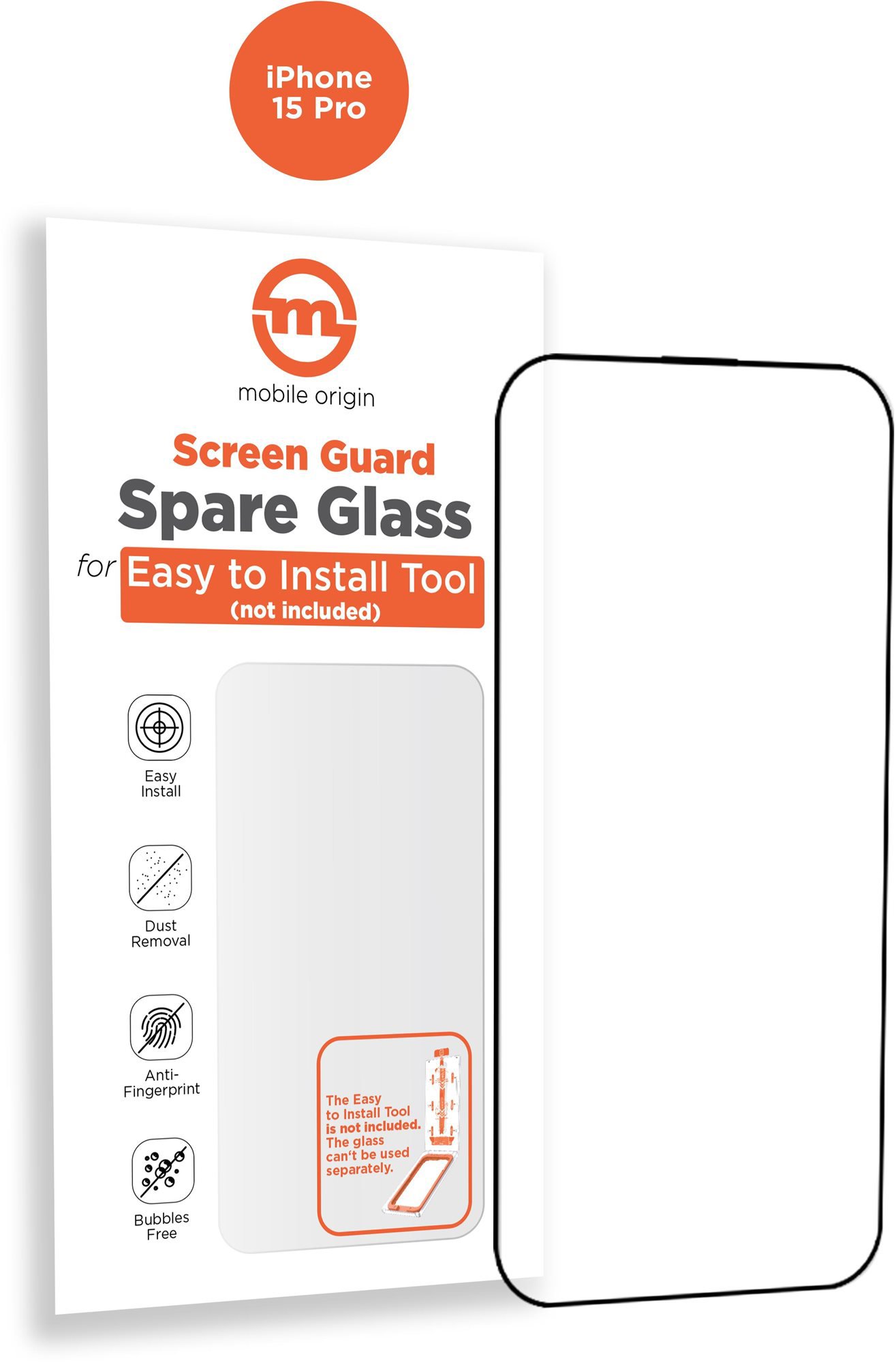 Mobile Origin Orange Screen Guard Spare Glass iPhone 15 Pro...
