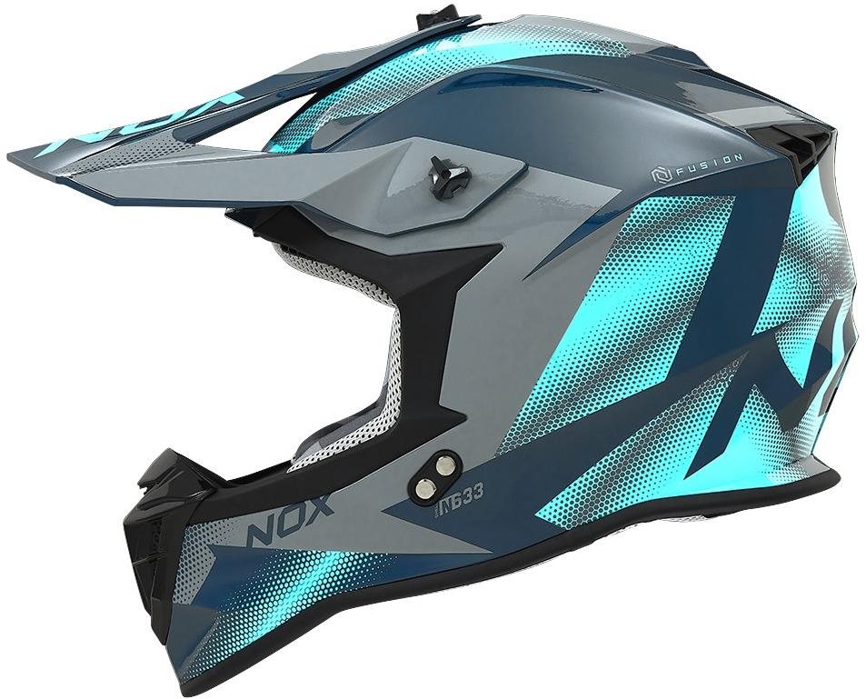 NOX N633 2024, neón modrá, sivá, veľkosť S Prilba na motorku