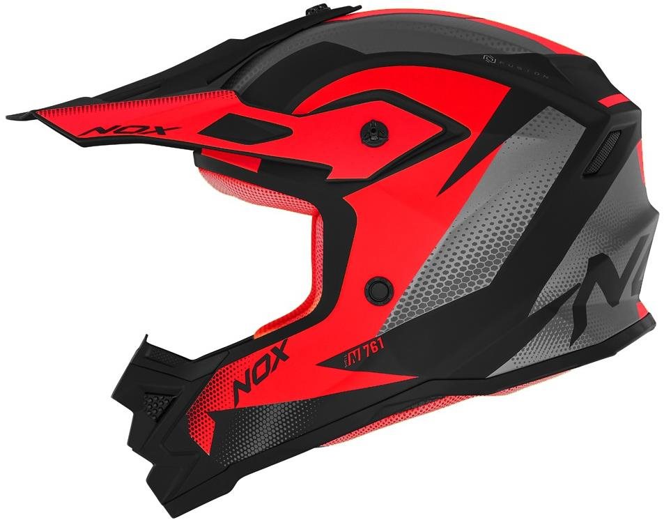 NOX N761 MX 2024, detská, neón červená, čierna, sivá, veľkosť M...