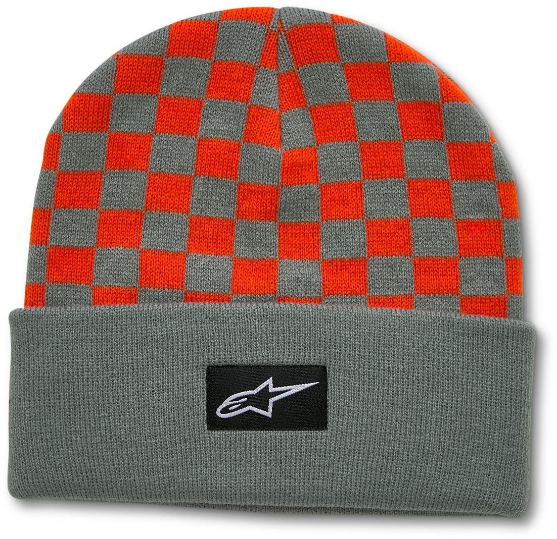 ALPINESTARS čiapka Checkered Cuff Beanie, modrá/oranžová Zimná čiapka