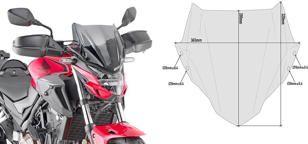 KAPPA A1176AK kit plexi 1176AK HONDA CB 500 F  (19-23) Montážna...
